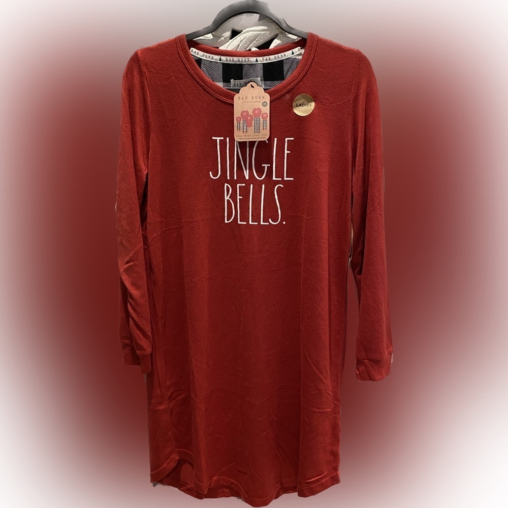 Rae Dunn "JINGLE BELLS" Christmas Red Nightgown Women's